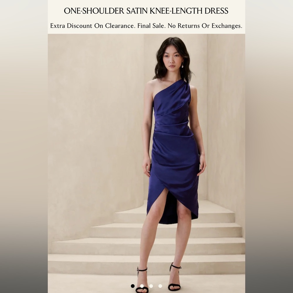 Banana republic ONE-SHOULDER SATIN KNEE-LENGTH DRESS